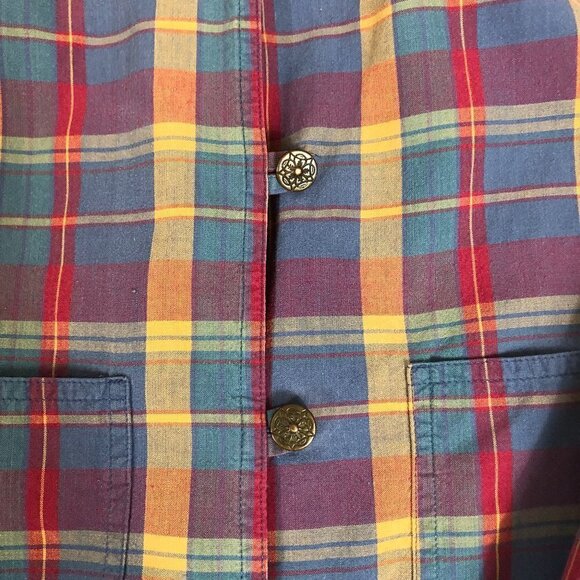 Nipon Studio Women's 100% Cotton Plaid Tunic Top Size L - Picture 4 of 5